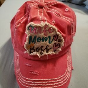 Women's distressed ball cap